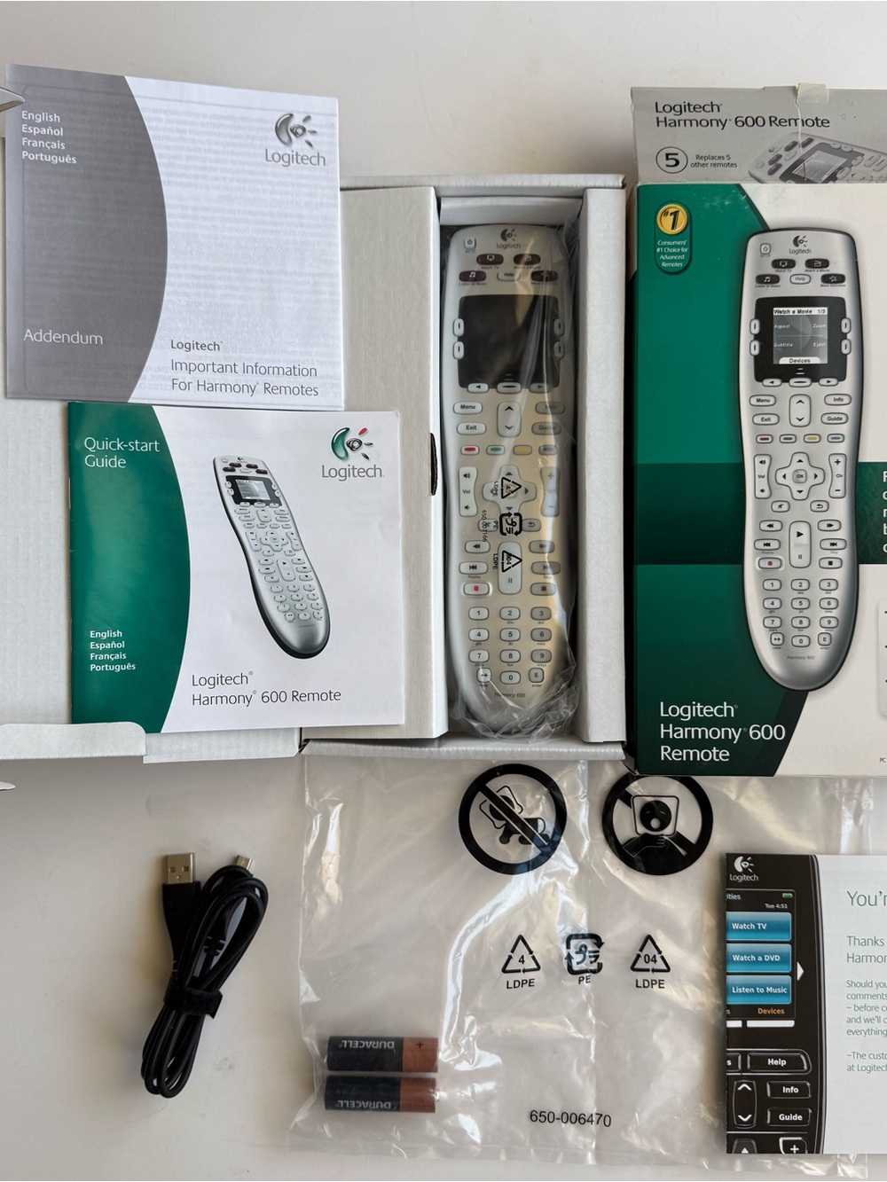 New Open Box Logitech Harmony 600 Universal Remote Control Silver 2010 Sealed